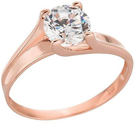 Ardeo Aurum Damenring aus 333 Gold Roségold mit Zirkonia im Brillant-Schliff Solitär-Ring Verlobungsring