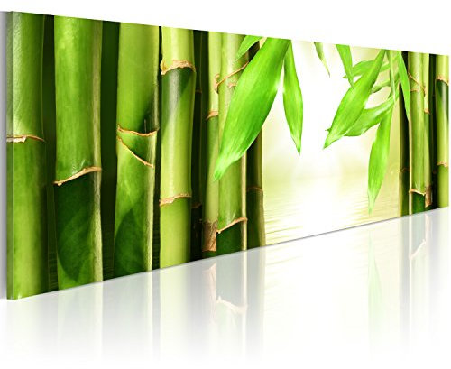 murando - Bilder Bambus 150x50 cm Vlies Leinwandbild 1 tlg Kunstdruck modern Wandbilder XXL Wanddekoration Design Wand Bild Panoramabild - Blätter Botanik Zen Spa Natur grün