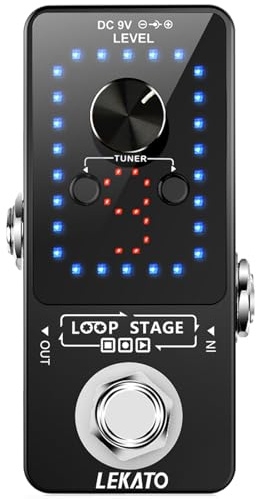 LEKATO Looper Guitar Pedal Guitar Loop Pedal Tuner Pedal 9 Loops 40 Minutes Record Time Unlimited Overdubs for Electric Guitar Bass (Black)