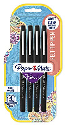 Flair Felt Tip Pens, Medium Point (0.7mm), Black