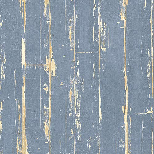 Tapete Holzoptik Holz-Tapete Tapete Jugendzimmer Blau Braun Vliestapete Blau Braun | Jetzt Tapeten kaufen