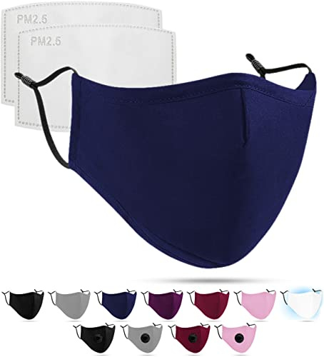 LUFTTY Behelfs Mundschutz, Mund und Nasenschutz mit Filter | Community Maske blau | Gesichtsmaske waschbar mit verstellbaren Ohrschlaufen | Innen Baumwolle, außen Polyester (Blau)
