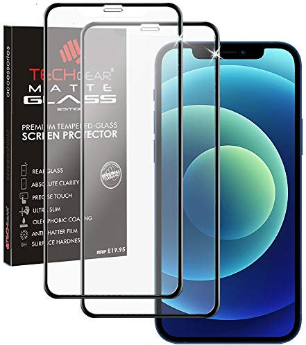 TECHGEAR [2 Pack Anti Glare Screen Protector for iPhone 12 Mini - MATTE 3D GLASS Edition Genuine Tempered Glass Full Screen Protector Guard Cover Compatible with iPhone 12 Mini 5.4