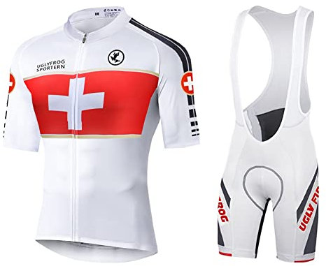 UGLY FROG Abbigliamento Ciclismo da Uomo,Maglia Manica Corta+Pantaloncini,Cuscino Gel Ciclismo Moda Set Completo,Ciclismo Ciclismo Jerseys,Ad Asciugatura Rapida Traspirante