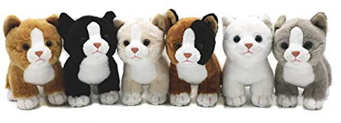 Uni-Toys - Bambini di gatto (6 pezzi), in piedi – 13 cm (altezza) – Gattini di peluche – animali di peluche