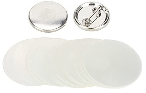 GAESHOW 100 Stück Runde Blank Pin Button, Blank Sicherheitsabzeichen, Abzeichen Button Pin, Emblem Medaille Teile Liefert, Round Badge Making Supplies für Handwerk Geschenke Weißblech(32MM)