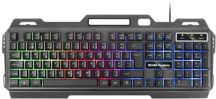 Mars Gaming MK120PT, Gaming-Tastatur FRGB, Aluminium, Antighosting, Smartphone-Ständer, Grau & Schwarz, Portugiesisch Sprache