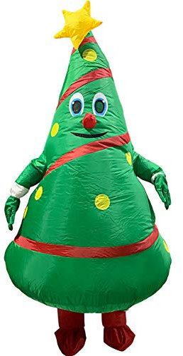 RTWAY Inflatable Christmas Tree Costume,Creative Adults Blow Up Cartoons Costume Halloween Party Cosplay Mascot Costume Cosplay Inflatable Christmas