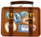 MediMuc Reisekoffer Traveller - kleine Scharnierdeckeldose mit beweglichem Henkel und Stickern - lebensmittelecht - Vol. ca. 0,78L - (L x B x H): 14,0 x 10,5 x 5,3cm