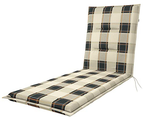 Doppler / Rollliege Spot/Gartenliege Auflage/Rollliege/ca. 195 x 60 x 5 cm/Beige Grau kariert