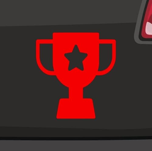 Autocollant de coupe - 6 tailles - 21 couleurs - Trophée - Étoile - Champion vainqueur - Winner gagnant