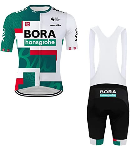 SGCIKER 2022 Herren Pro Team BORAHansgrohe TDF Radtrikot Set, Kurzarm Fahrrad bekleidung Lätzchen Kurzsets Gel Pad(M