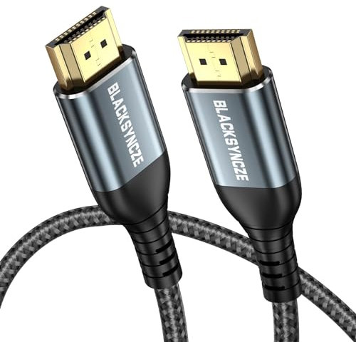 BLACKSYNCZE 4K HDMI Cable 1M, HDMI Lead Nylon Braided HDMI 2.0 Cable Lead High Speed 18Gbps Support 4K@60Hz, ARC, HDR, 3D, Ethernet, Compatible with TV, PS5/4/3, Xbox, Projector, Laptop, PC, Monitor