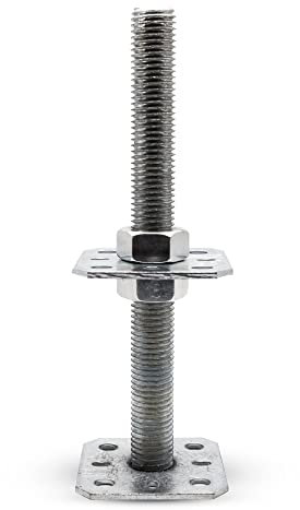 DOJA Barcelona | Supporto Pali Regolabile | 110x250 | M24 | Piedi Regolabili Ponteggio in Acciaio Zincato | Supporto per Palo Regolabile in Altezza per Staccionata da Giardino, Terrazzo, Recinzioni