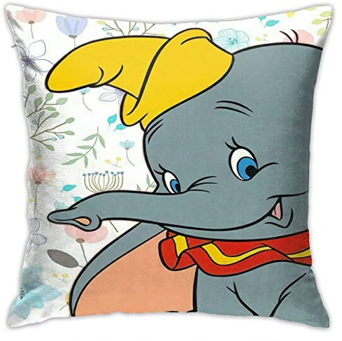 Kissenbezug für Dumbo Wurfkissenbezug Anime 18 x 18 Zoll Kissenbezug Home Decor Quadratisch Baumwolle Leinen Kissenbezug Kissenbezug