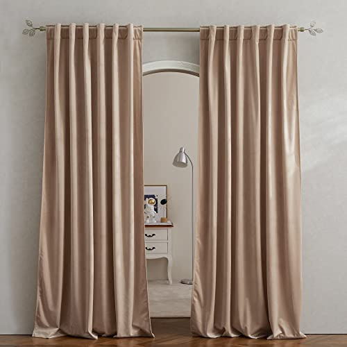 PONY DANCE Blush Vorhänge, 213,4 cm für Wohnzimmer, Dicker Plüsch, wärmeisoliert, Raumverdunkelung, schalldichte Vorhänge für Schlafzimmer/Kinderzimmer/Klassenzimmer, Set mit 2 Paneelen, 132 x 83 cm