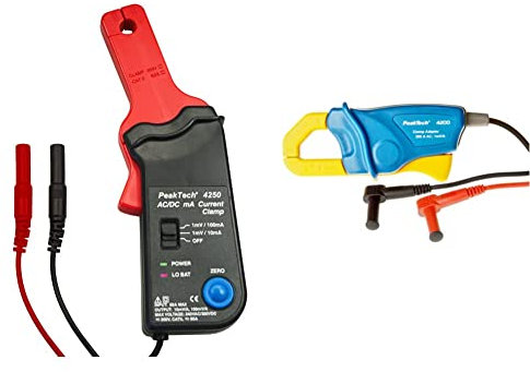 PeakTech P 4250 4250 - Stromzangen-Adapter für Multimeter bis zu 60 in AC/DC mit 4 mm Steckern - CAT III 300V & Stromzangenadapter 200 A AC für Digitalmultimeter, 1 Stück, P 4200, Blau