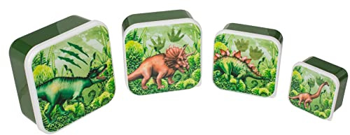 ootb Brotdosen Lunchbox Brotbüchsen »Dinosaurier« Schule Kindergarten Vesper 4er Set