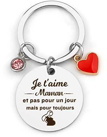 Cadeau Fete des Meres Original - Porte-Clés Maman Personnalisé pour Anniversaire, Noël et Jeune Maman