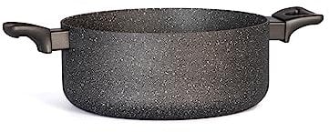 H&H Stone Grey Casseruola in Alluminio con Rivestimento Antiaderente Stone, 26cm, Induzione