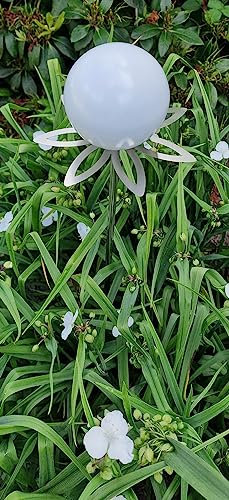 Jürgen Bocker Garten-Ambiente Blütenzauber Paris Rosenkugel 10 cm Edelstahl Gartenstecker Deko mit Stab 80 cm (weiß matt)