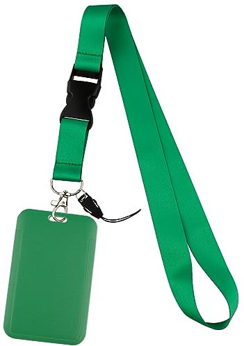 Lanyard ID Holder Green Lanyard for Keys ID Badges Keychain Vertical Name Badge Holder with Clip
