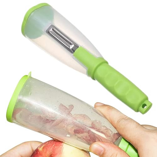 Holdes Vegetable Peeler with Container - Stainless Steel Multi-Function Storage Type Peeler,Kitchen Gadget for Peeling and Shredding Vegetables and Fruits