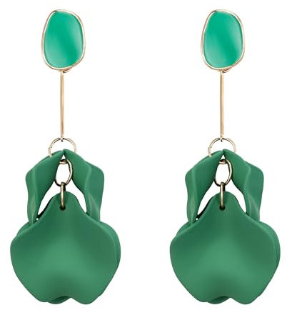 EVER FAITH Grün Blumenblüten-Ohrringe für Damen, Rose Petal Ohrringe Statement Floral