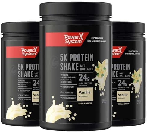 5K Protein Shake Vanille zuckerfarm Mehrkomponenten Eiweißpulver glutenfrei mit Vitaminen 3 x 360g
