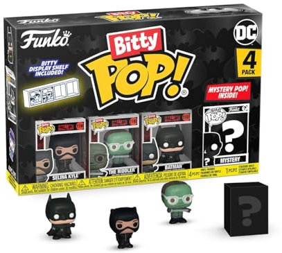 Funko Bitty Pop! Batman 85th - Catwoman 4PK und eine Überraschungs-Mini-Figur - 0.9 Inch (2.2 cm) - DC Comics Sammlerstück Stapelbares Display-Regal Inklusive - Geschenkidee Party-Tüten-Strumpf
