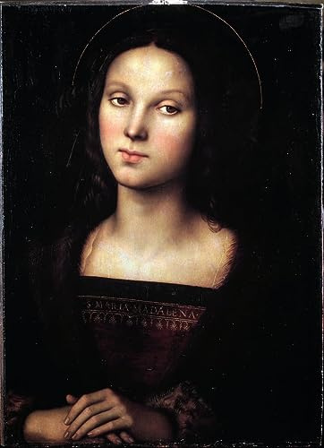 MSTECO Leinwand Bilder Kunstdrucke Abstrakt Poster Berühmtes Gemälde Porträt der Heiligen Maria Magdalena von Pietro Perugino für Wohnzimmer 60x90cm