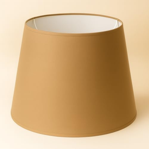 40 cm Lampenschirm, Baumwollstoff mit weißer PVC-Rückseite, handgefertigtes Produkt, für Tischlampe, Stehlampe (Dunkelcreme)