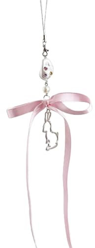 Maxtonser Niedlicher Hasen-Handyanhänger, süßer Schlüsselanhänger, Kristallperlen-Handy-Lanyard mit Luftschlange für Mädchen und Frauen, Rucksack-Anhänger, Stil 1