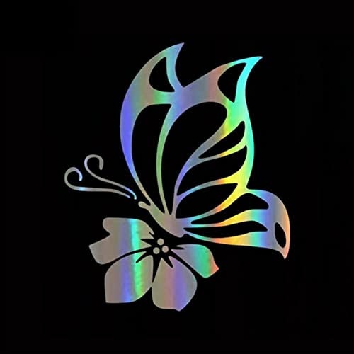 URFEDA Schmetterling-Aufkleber, Reflektierend, Wasserdicht, Selbstklebend, PET, Floral, Auto, Glas, Metall, Wand, Fenster, Schwarz, Weiß, Bunt