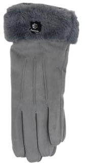 HomeRelax&Style Winter Damen Handschuhe » Fingerhandschuhe mit Kunstpelz » Winterhandschuhe mit Smartphone Touch-Funktion Farbe Grau