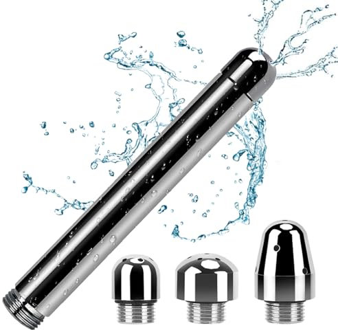 Douche en métal de douche de lavement,Douche Enema Douche pièces jointes en aluminium avec 3 Pomme de douche d'eau,Vaginal kit de nettoyage Cleaner(Gris argenté)