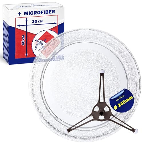 Mikrowellenteller Universal Ø 24,5 cm Tellerhalter Mikrowelle Teller für LG | Drehteller Mikrowelle 245 mm - Juego Incluye un Bayeta Microfibra - MONTERAL