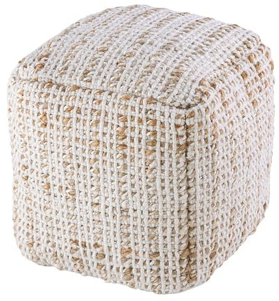casamia Pouf Hocker Jute Sitzpouf Bodenkissen Boho Natur Fußhocker rund Würfel Größe Bodenkissen 5 - Würfel