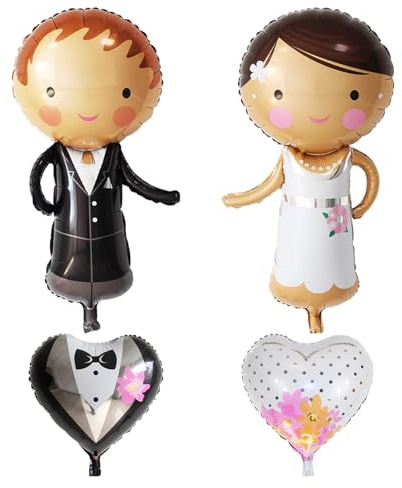 2 Stück Hochzeitsballons, 2 Stück Liebesballons, Braut Und Bräutigam Aluminiumfolienballons, Hochzeitsdekorationsballons, Hochzeitsfotowerkzeuge