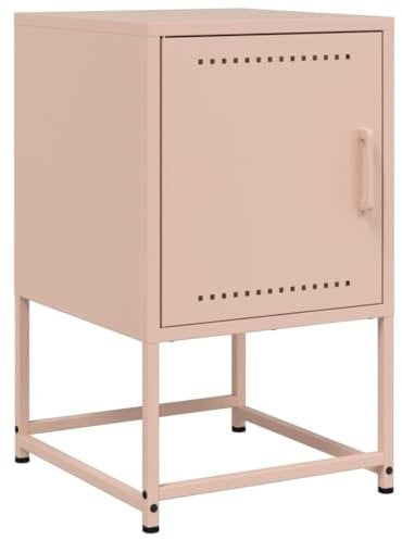 vidaXL Table de Chevet Rose 36x39x60,5 cm Acier, Armoire, Armoire latérale, Support de téléphone, Table de Chevet, mobilier de Chambre à Coucher