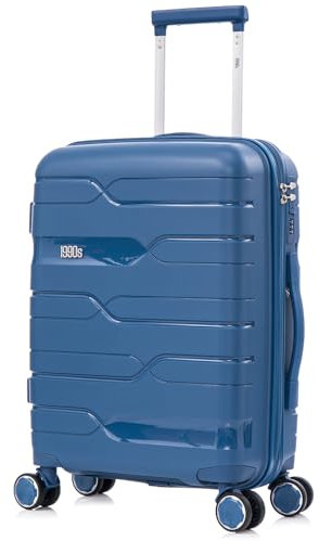 1990s Maleta Grande expandible Polipropileno 75cm para 25kg (117L)| Maleta Semirigida Extensible con 4 Ruedas Giratorias y Candado Incrustada (AzulMarino)