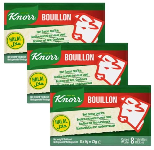 KNORR Beef Flavoured Bouillon Soup Stock Seasonsing Cubes 72g HALAL (Pack of 3)
