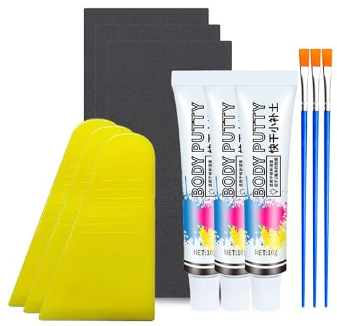 Bisienya 3 Set Car Filler for Bodywork Car Body,Filler Repair Kit Car Paint Scratch Filler Putty Quick Dry Automotive Paint Chip Repair Filler Kits for Deep Scratches Peeling Paint & Dents Within 2mm