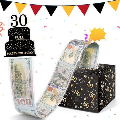 WenmthG Upgrade Lustige Geldgeschenke 30, DIY Überraschungsbox, Spardose für Bargeld Geschenk Ziehen, Geschenkbox zum 30. Geburtstag Mann Frau (13.3 x 13 x 11cm)