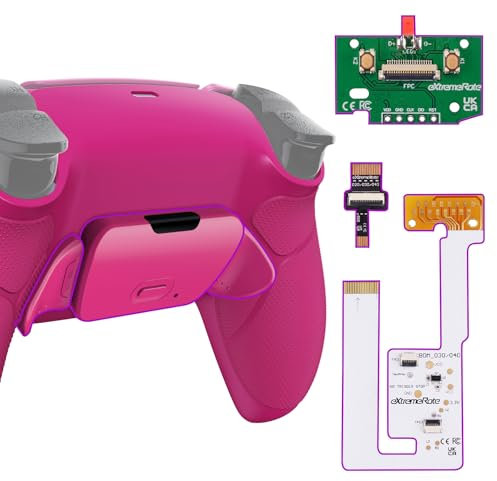 eXtremeRate Konfiguriert Rise V3 Remap Kit für ps5 Controller BDM-030/040/050, Upgrade Board & Gummiert Grips Case Rückgehäuse & Back Paddles Zubehör für ps5-Nova Pink
