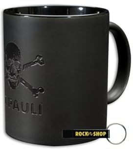FC St. Pauli Tasse à café Magic à changement de couleur, en céramique, 300 ml, article pour fans du FCSP, avec décapsuleur RocknShop (noir magique, 300 ml)