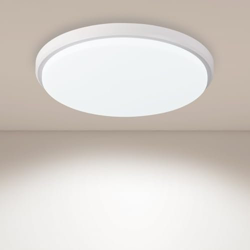 JDONG 36W LED Plafón Plano Lámpara de techo ultra delgada redonda, 4000K Ø40cm, Blanco Plafón Plano