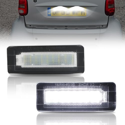 GSOWO LED Kennzeichenbeleuchtung für Merce-des Ben-z Smart fortwo Cabriolet W450 W451 W453, [Langlebig & Effizient] Hochwertige Canbus Fehlerfrei 18 SMD Nummernschildbeleuchtung, 2 Stücke