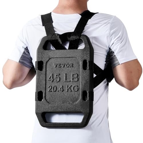 VEVOR Cast Iron Ruck Weights, 45LB Single Ruck Plate, Weighted Weights for Rucking, Solid Ruck Plate Weight for Rucking, Swings, Squat, Strength Training, Weightlifting, Fitness Workout