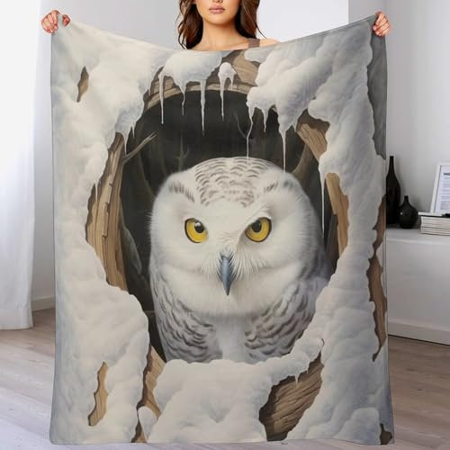 Animal Eule Decke Flauschig Weich Und Warme Fleecedecke Für Bett Couch, Decke Flannel Decke Als Sofadecke Wohndecke Oder Tagesdecke, （150×200cm）